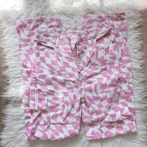 PacSun Checkered Wavy Pink High Waisted Jeans